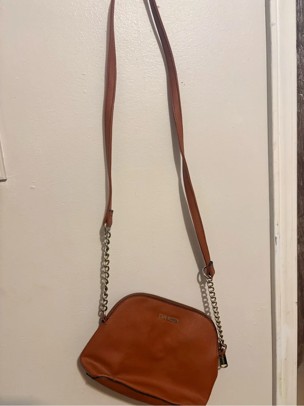 Steve Madden Burnt Orange Leather Chain Strap Crossbody